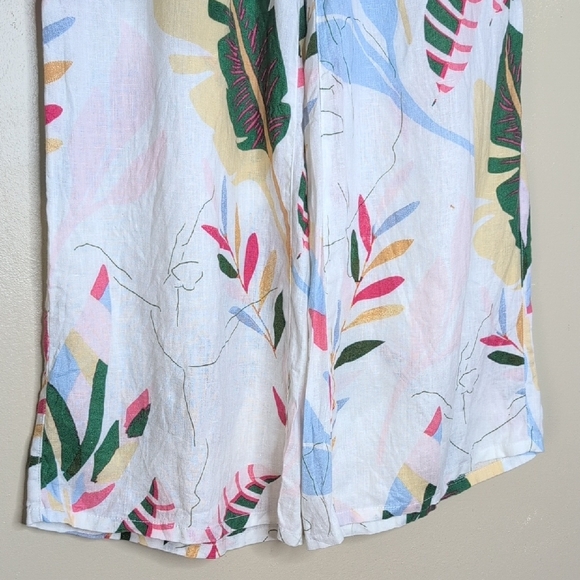 Cynthia Rowley Floral Print Linen Wide Leg Pants - Picture 3 of 9